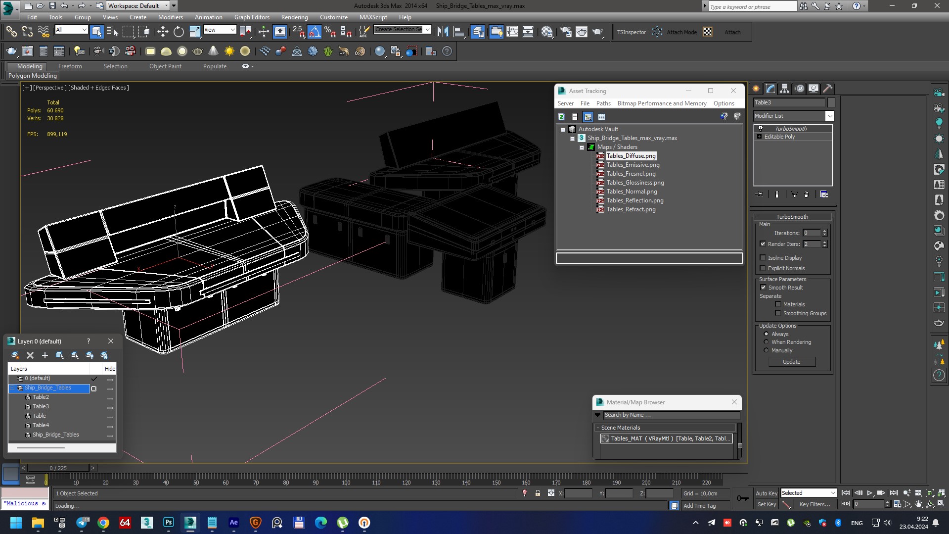 3D Ship Bridge Tables model