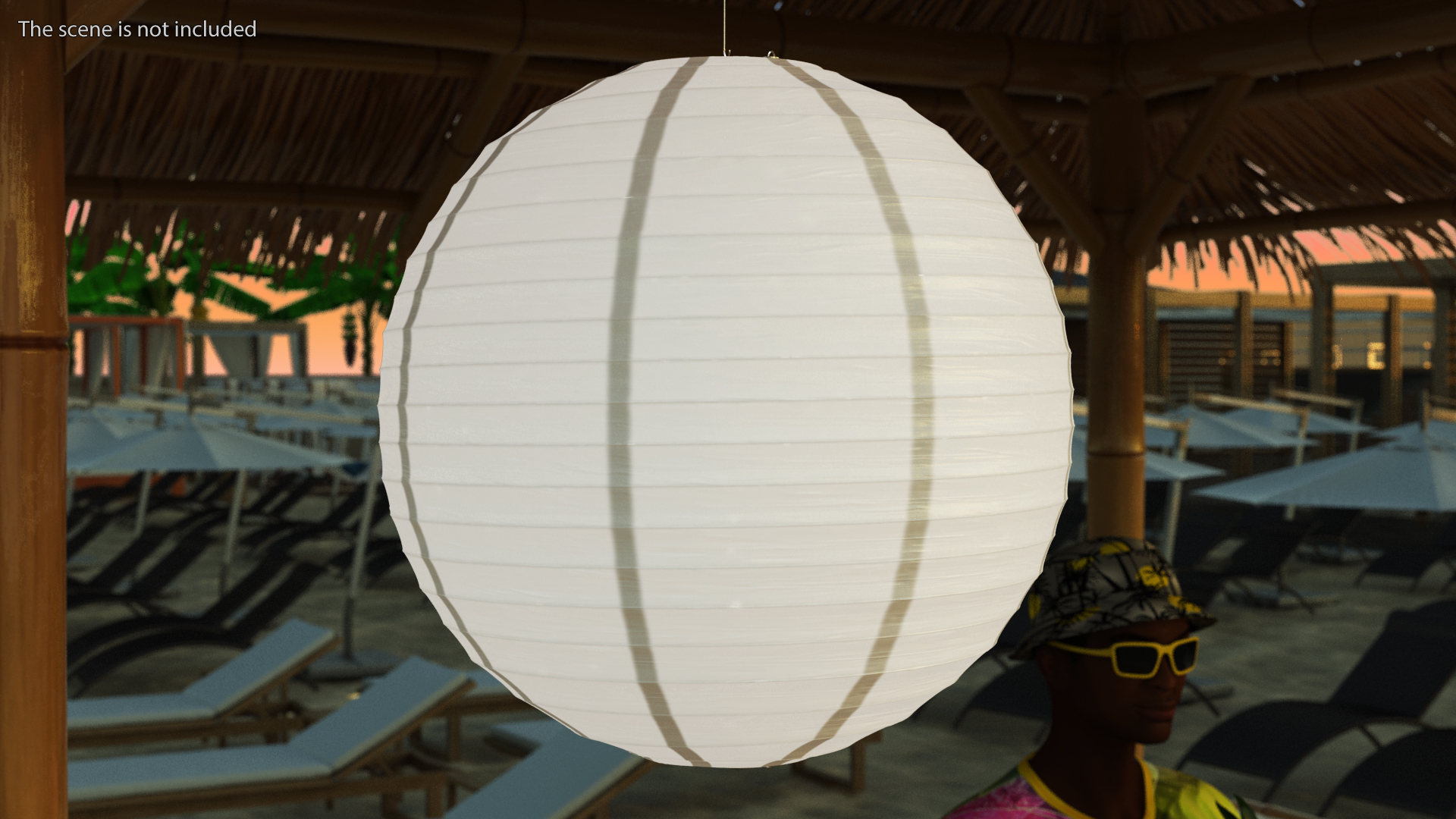 3D model Round Paper Lantern White