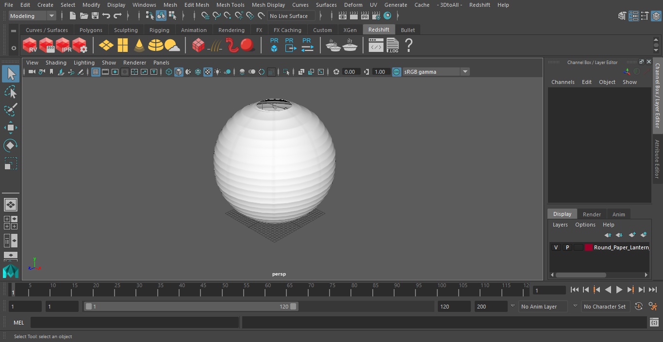 3D model Round Paper Lantern White