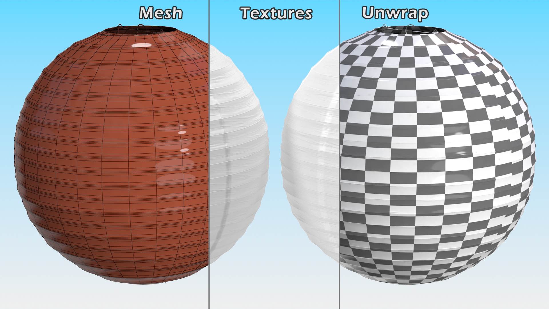 3D model Round Paper Lantern White