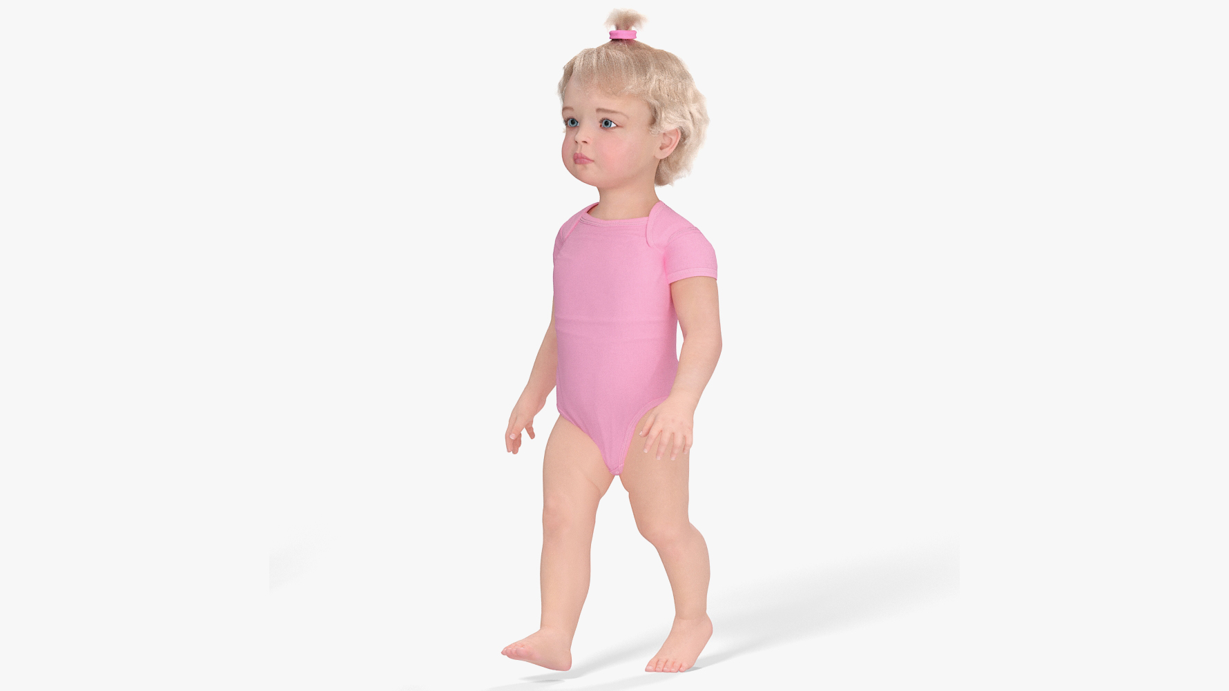 3D model One Year Old Girl in Bodysuit Fur Rigged