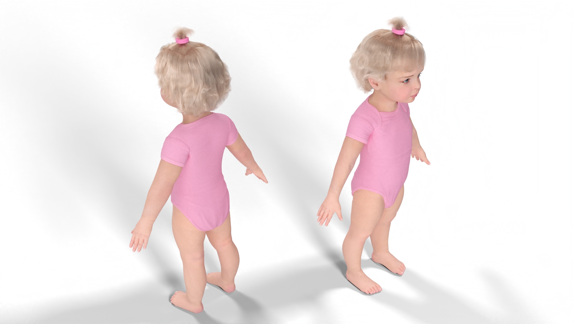 3D model One Year Old Girl in Bodysuit Fur Rigged
