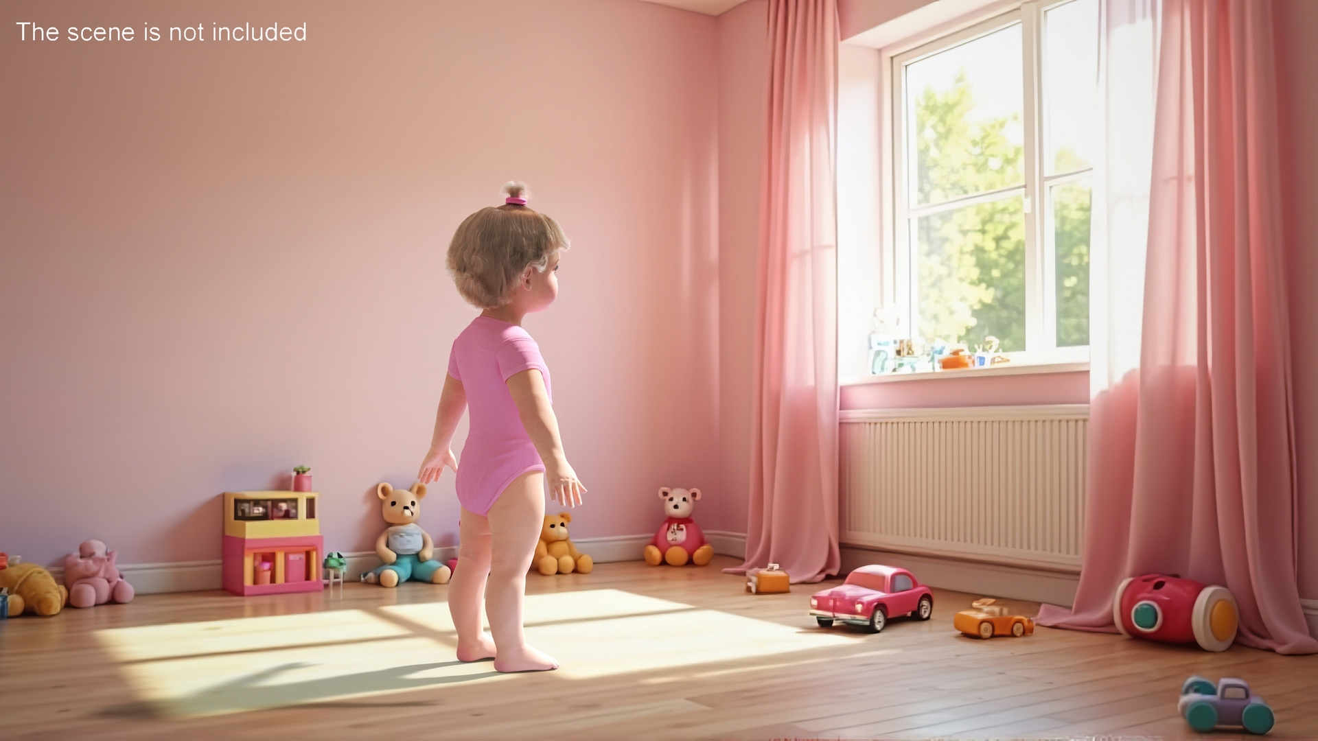 3D model One Year Old Girl in Bodysuit Fur Rigged