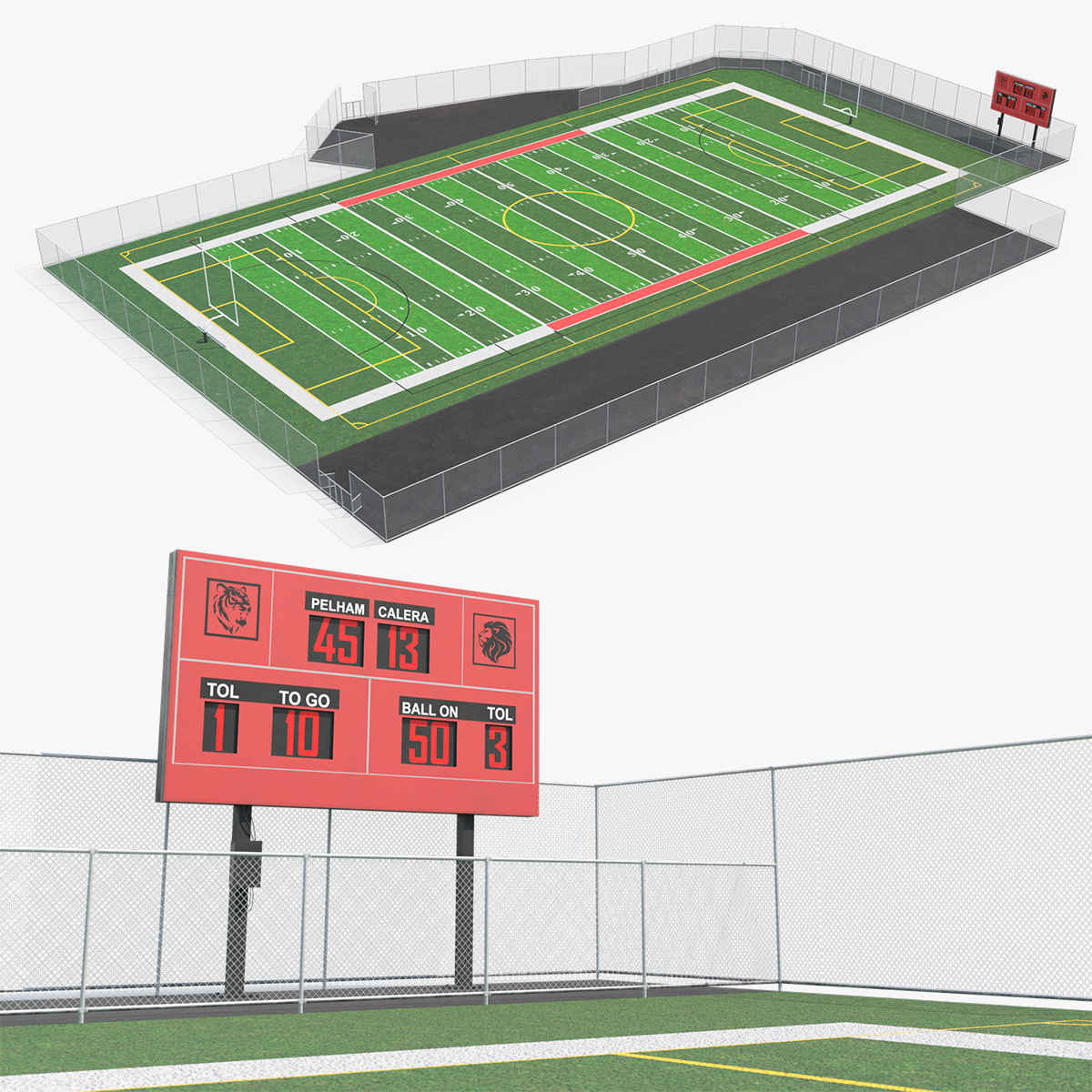 American Football Field with Markings, view 8