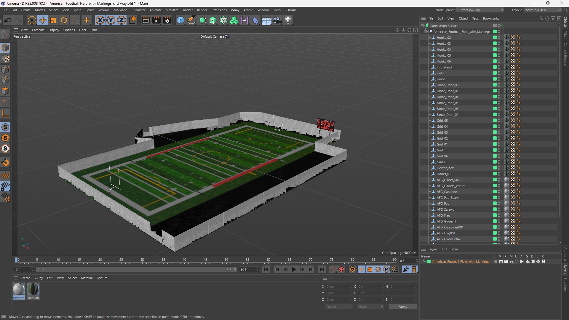 American Football Field with Markings, view 11