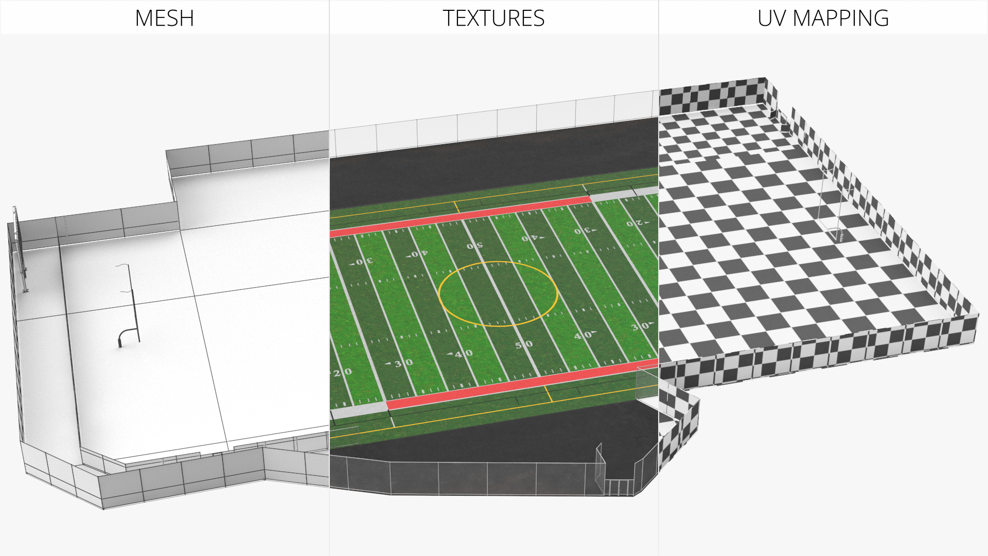 American Football Field with Markings, view 6