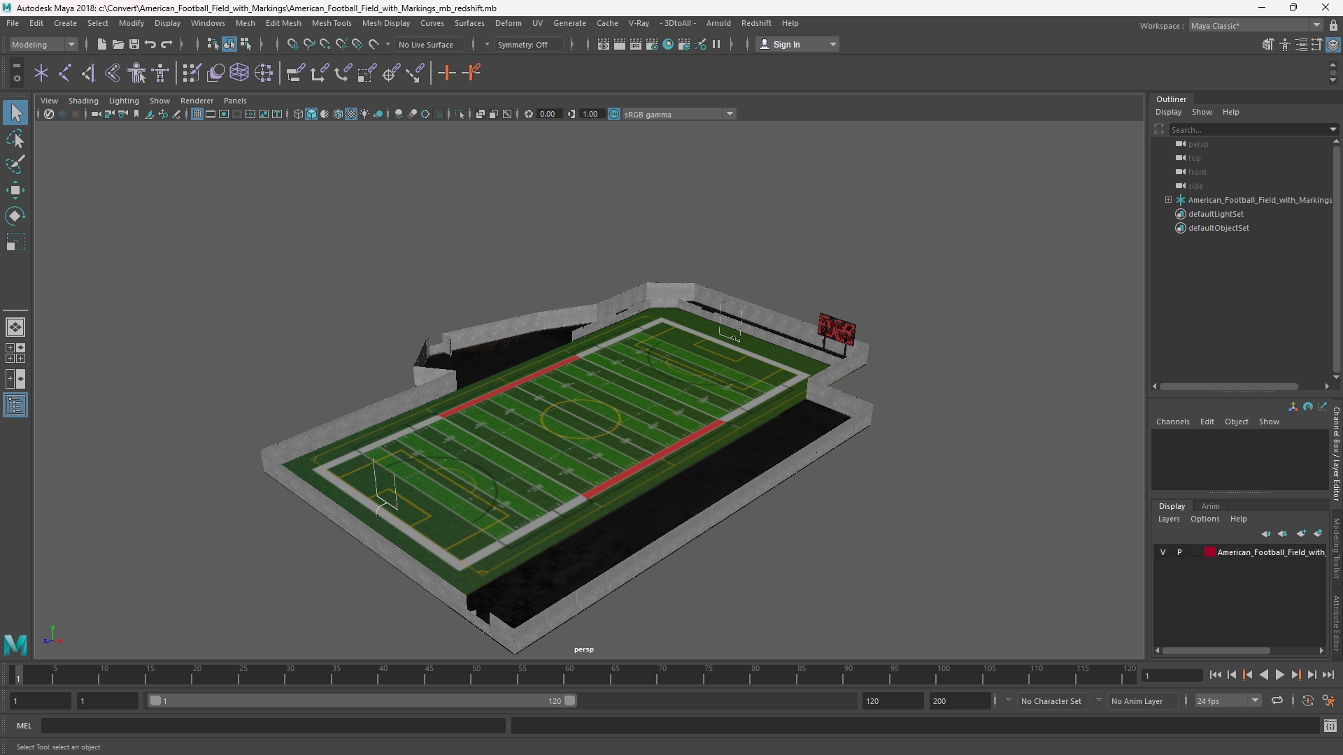 American Football Field with Markings, view 10