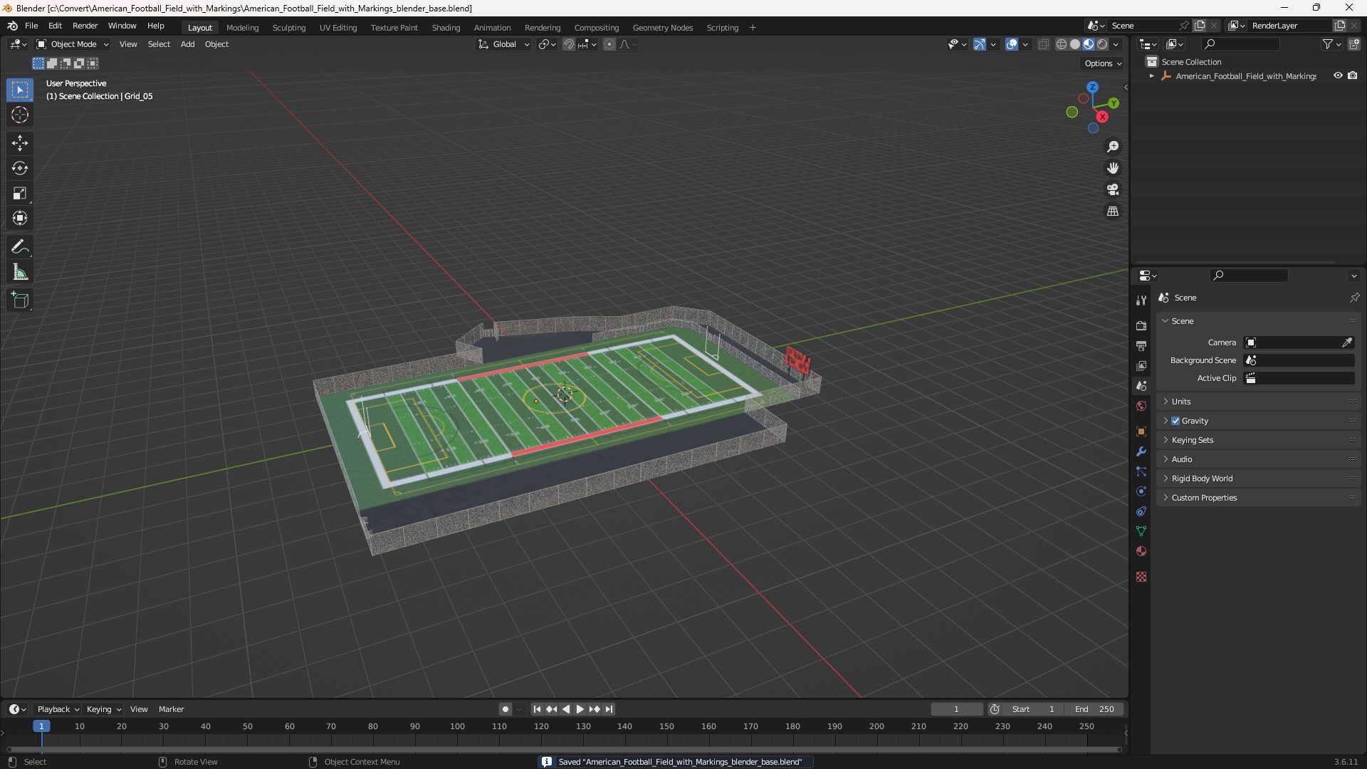 American Football Field with Markings, view 9