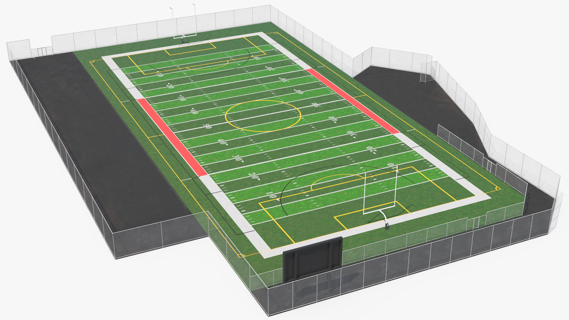 American Football Field with Markings, view 3