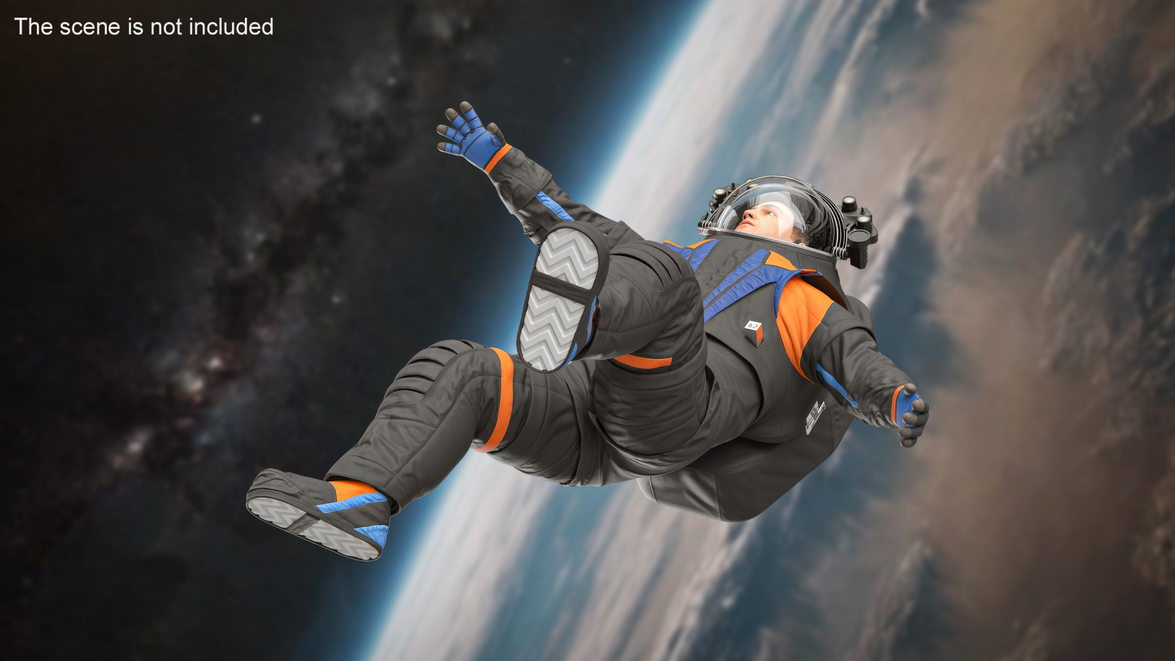 3D Astronaut Wearing Spacesuit Fur Rigged model