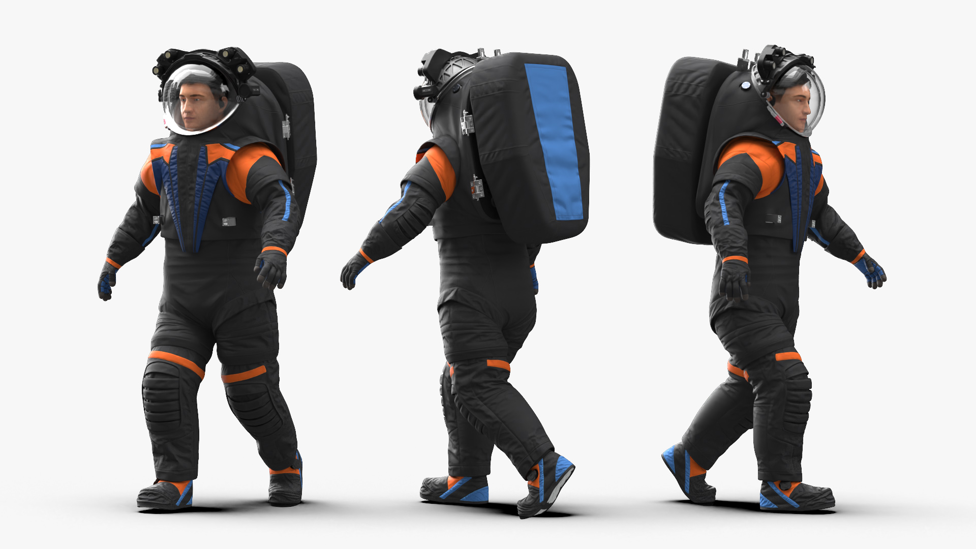 3D Astronaut Wearing Spacesuit Fur Rigged model
