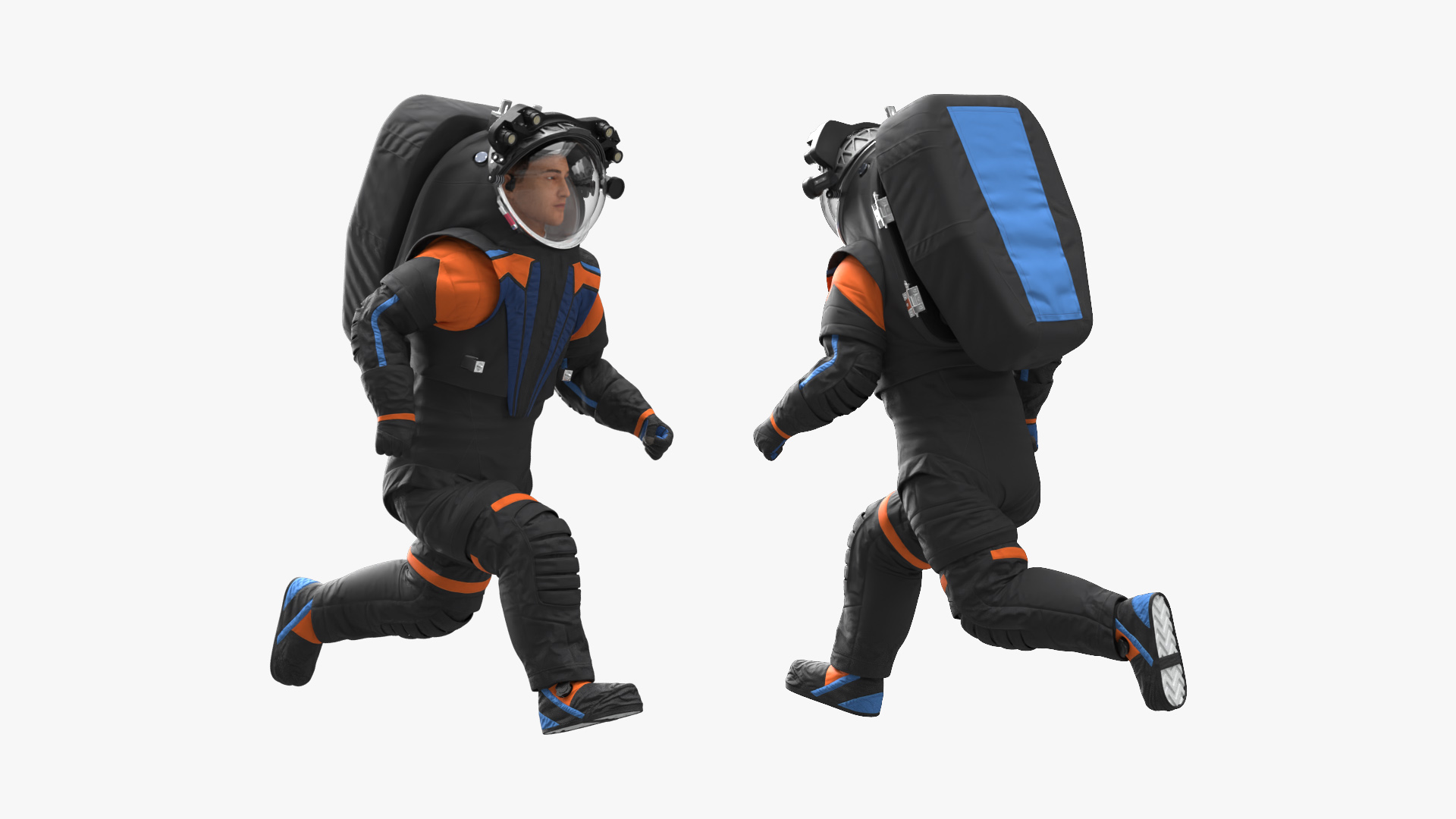 3D Astronaut Wearing Spacesuit Fur Rigged model