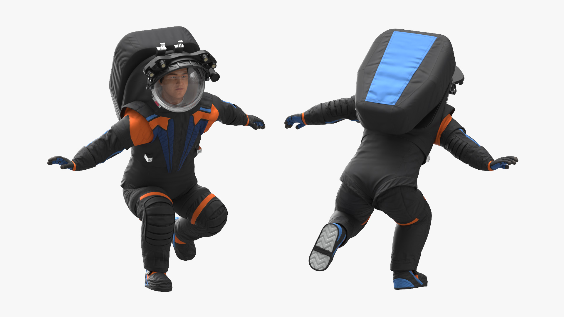 3D Astronaut Wearing Spacesuit Fur Rigged model