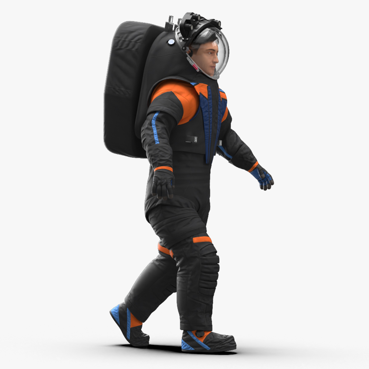 3D Astronaut Wearing Spacesuit Fur Rigged model