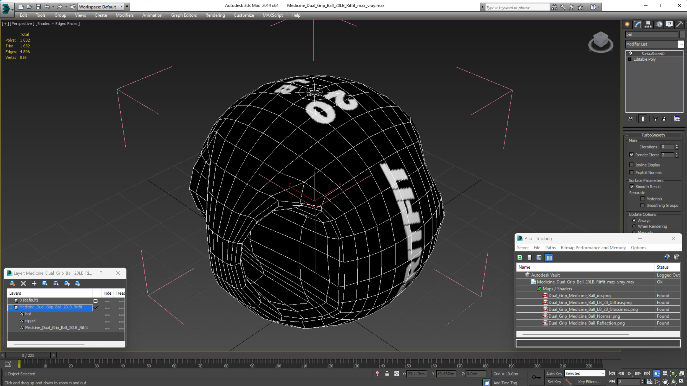 3D model Medicine Dual Grip Ball 20LB Ritfit