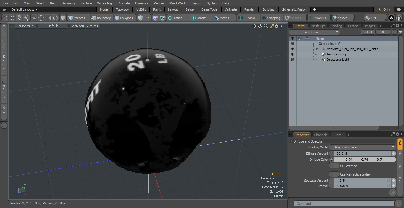 3D model Medicine Dual Grip Ball 20LB Ritfit