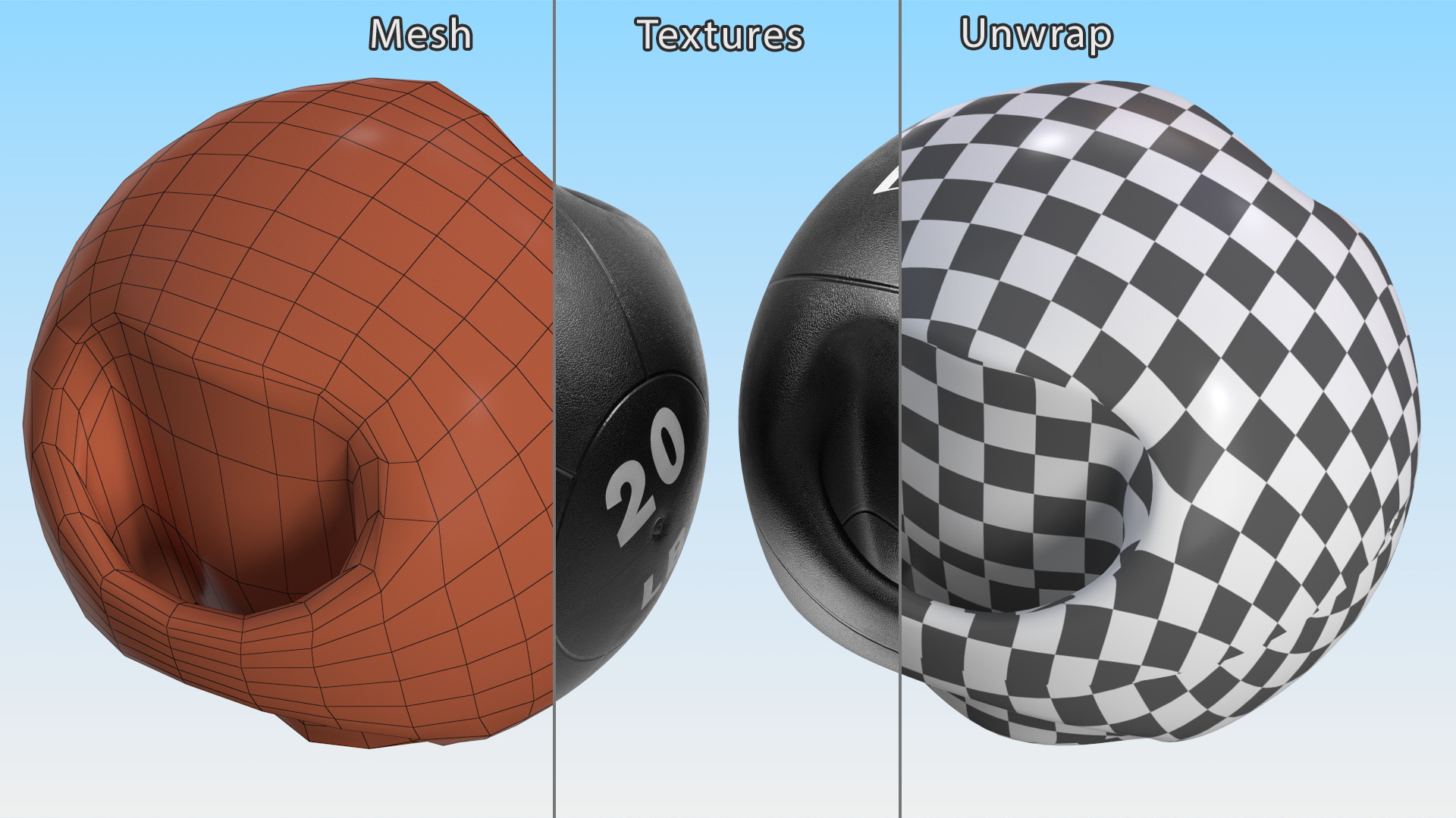 3D model Medicine Dual Grip Ball 20LB Ritfit