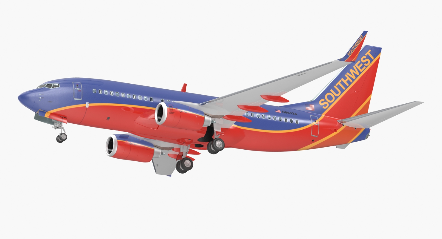 Boeing 737 700 with Interior Southwest Airlines Rigged 3D model