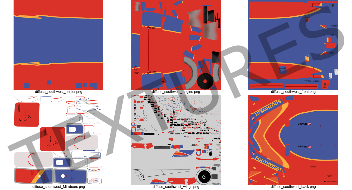 Boeing 737 700 with Interior Southwest Airlines Rigged 3D model