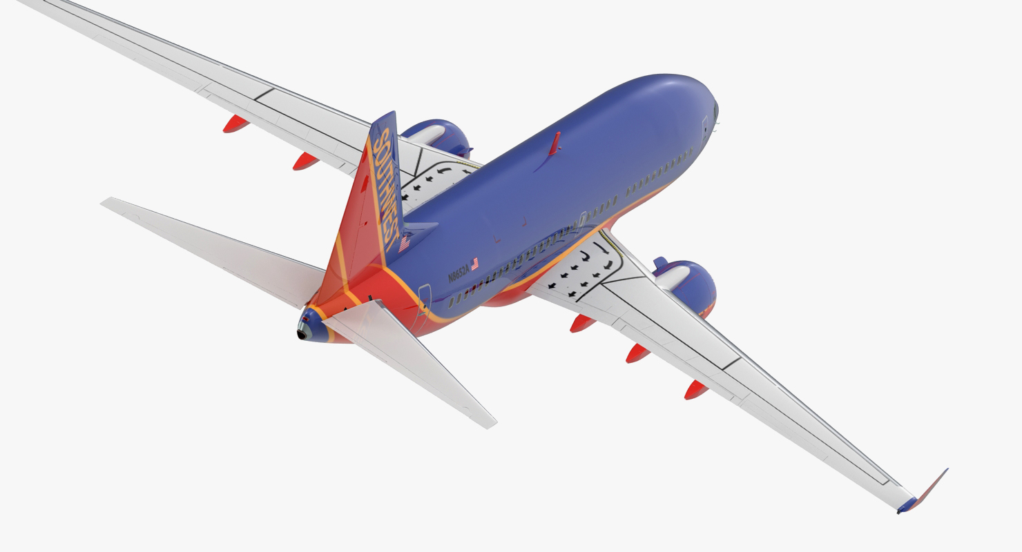 Boeing 737 700 with Interior Southwest Airlines Rigged 3D model