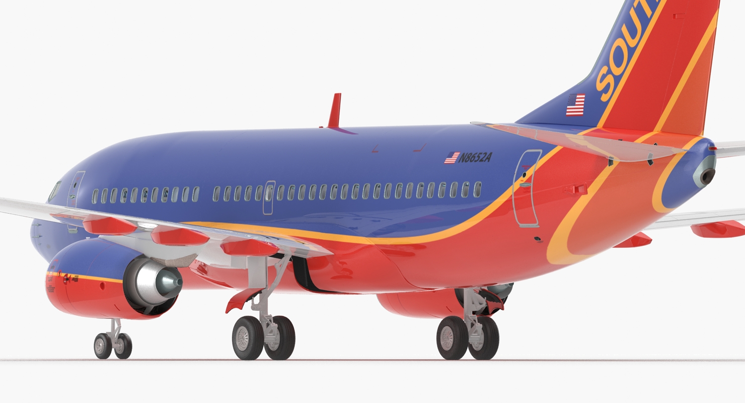 Boeing 737 700 with Interior Southwest Airlines Rigged 3D model