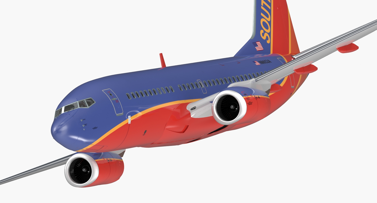 Boeing 737 700 with Interior Southwest Airlines Rigged 3D model