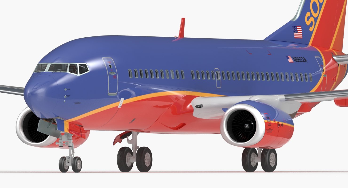 Boeing 737 700 with Interior Southwest Airlines Rigged 3D model