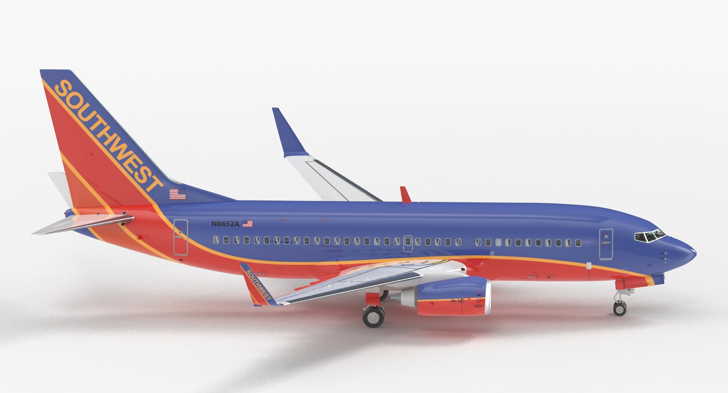 Boeing 737 700 with Interior Southwest Airlines Rigged 3D model