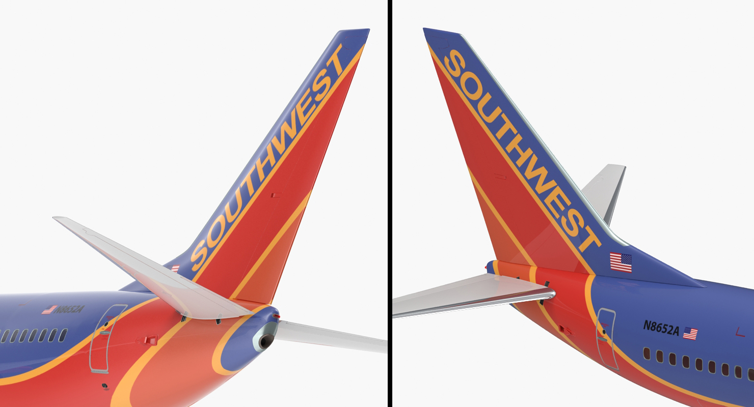 Boeing 737 700 with Interior Southwest Airlines Rigged 3D model