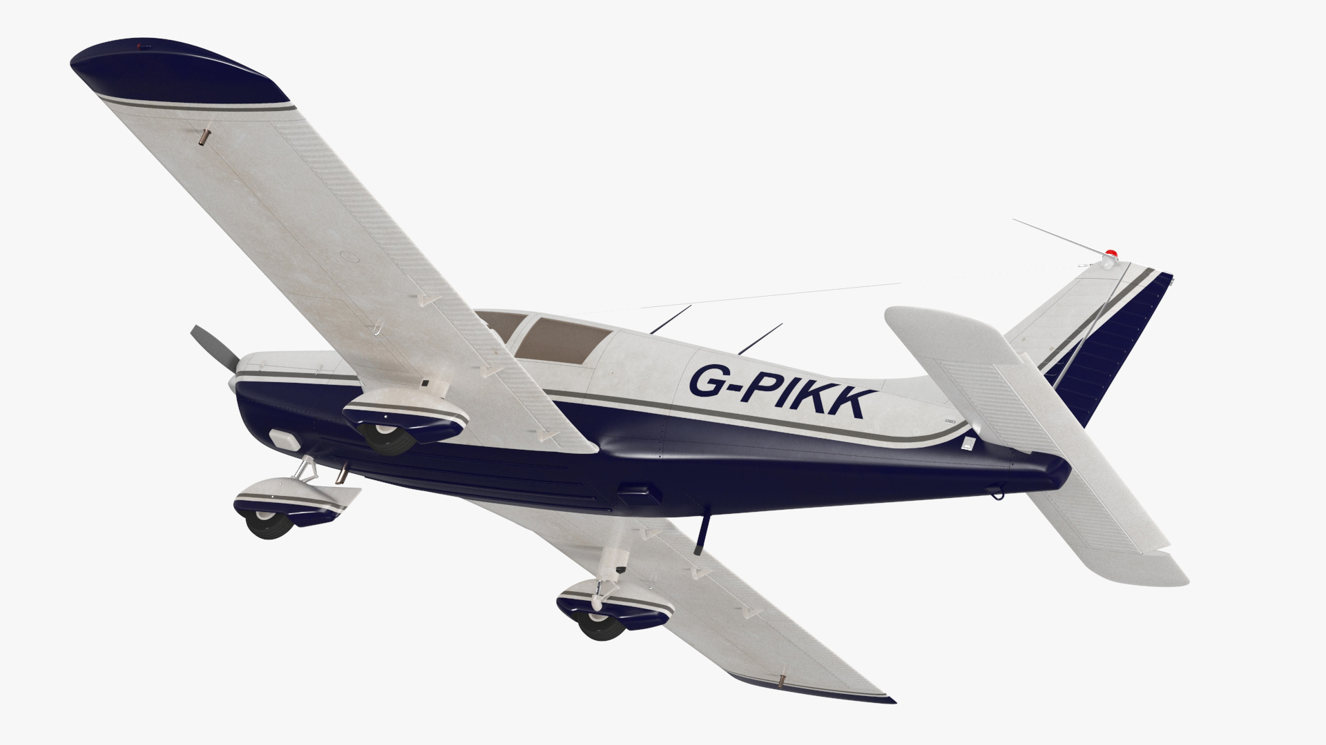 Four Seat Light Aircraft Piper PA-28 Rigged for Maya 3D
