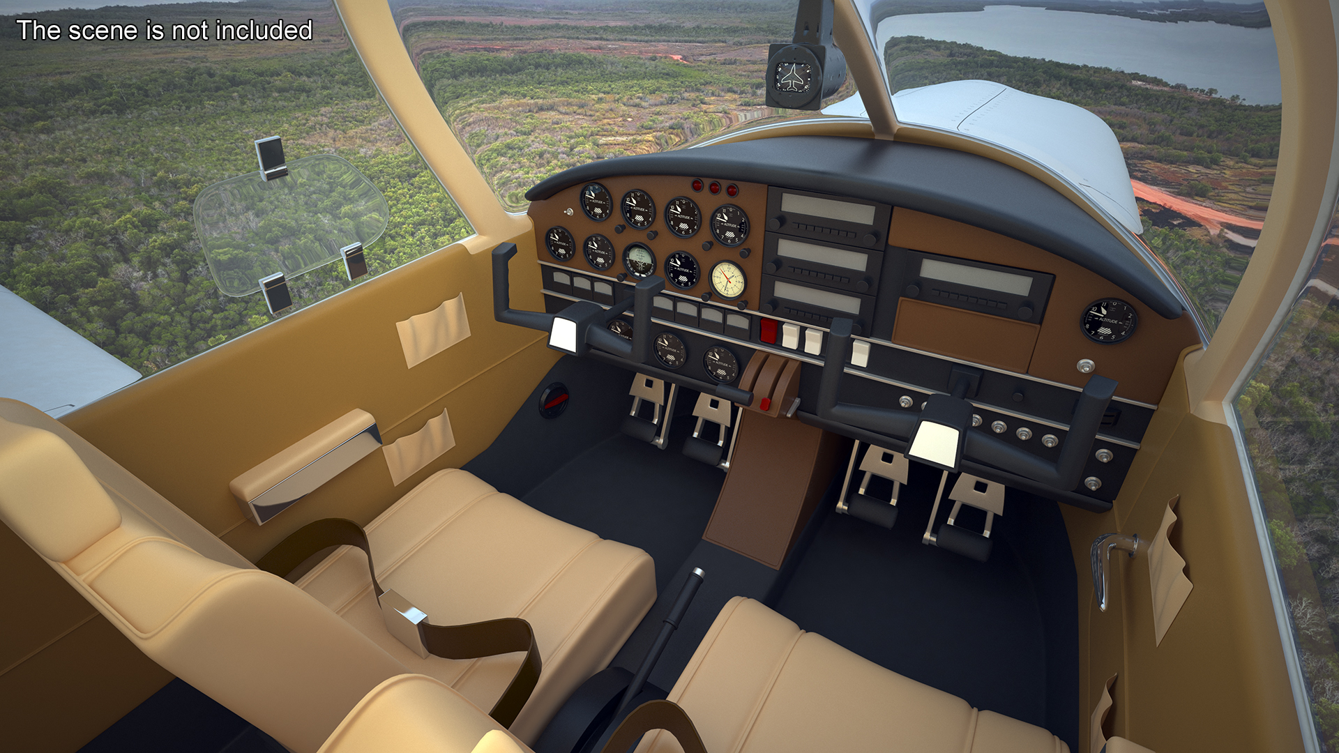 Four Seat Light Aircraft Piper PA-28 Rigged for Maya 3D