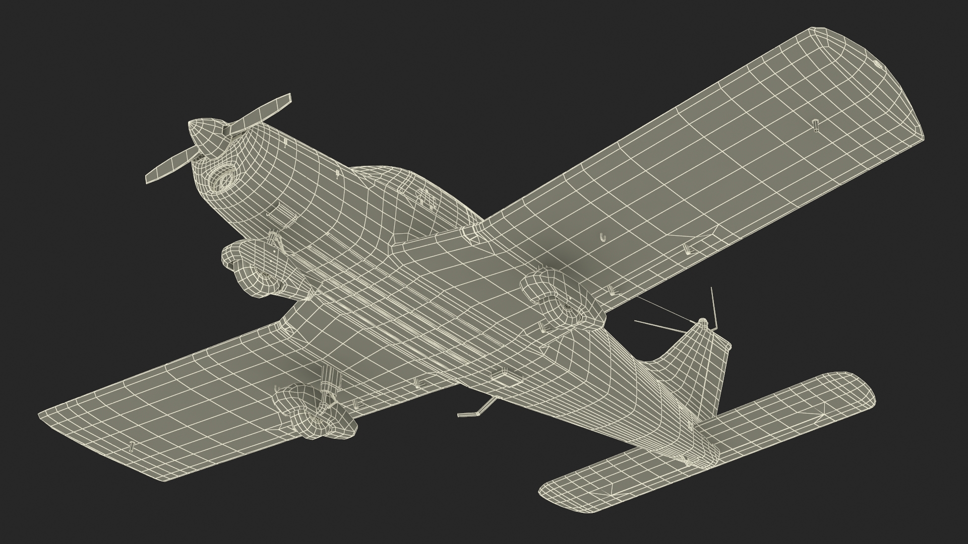 Four Seat Light Aircraft Piper PA-28 Rigged for Maya 3D