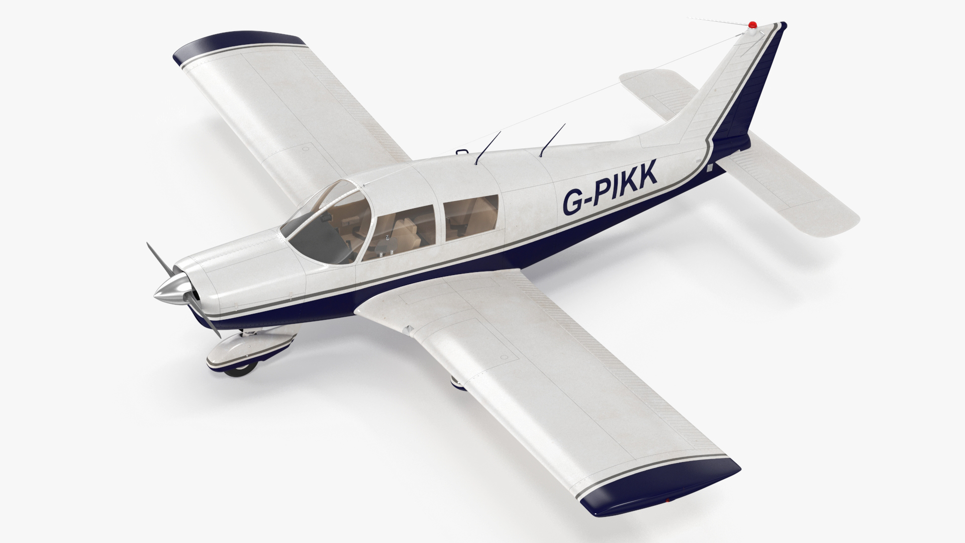 Four Seat Light Aircraft Piper PA-28 Rigged for Maya 3D