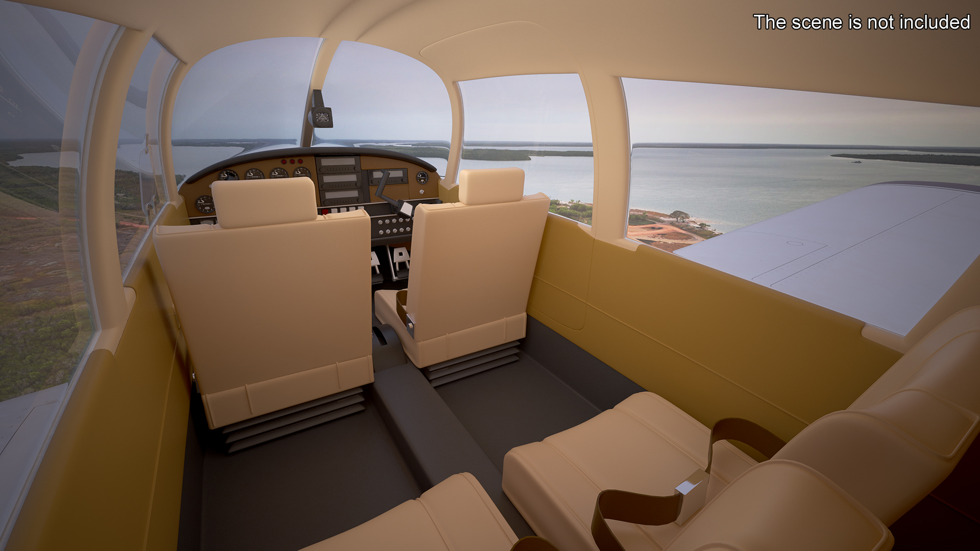 Four Seat Light Aircraft Piper PA-28 Rigged for Maya 3D