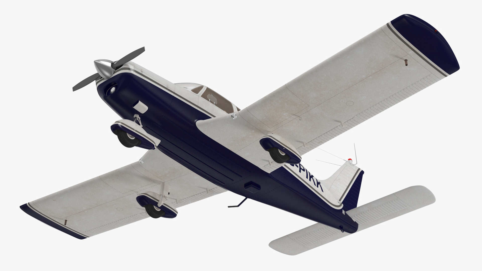 Four Seat Light Aircraft Piper PA-28 Rigged for Maya 3D