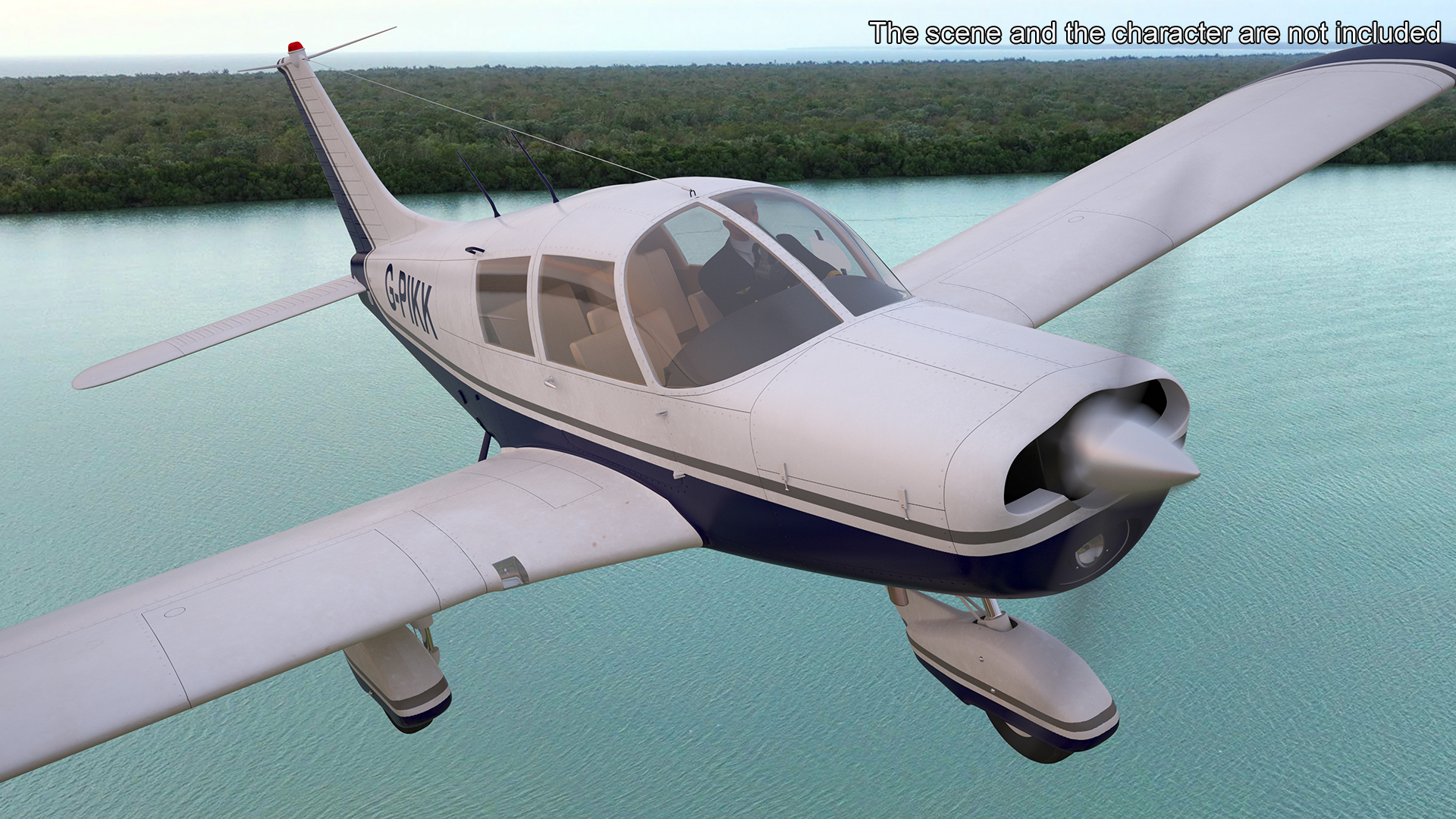 Four Seat Light Aircraft Piper PA-28 Rigged for Maya 3D