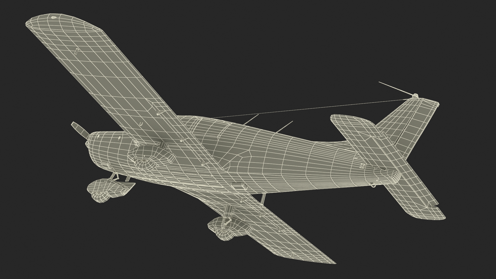 Four Seat Light Aircraft Piper PA-28 Rigged for Maya 3D