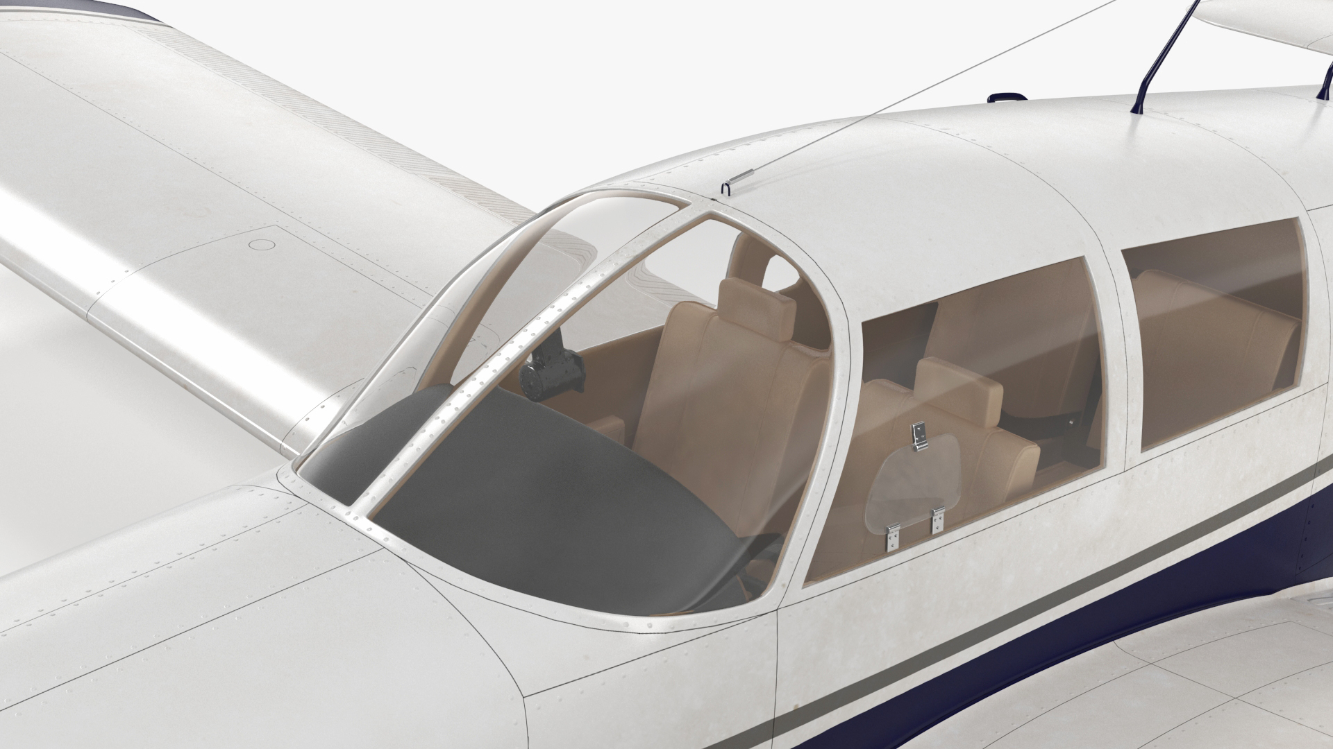 Four Seat Light Aircraft Piper PA-28 Rigged for Maya 3D