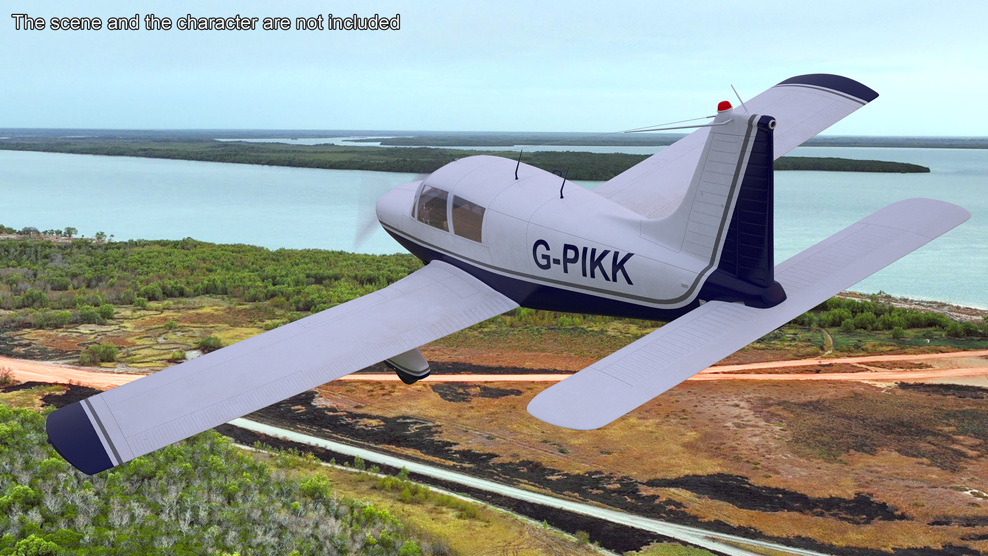 Four Seat Light Aircraft Piper PA-28 Rigged for Maya 3D