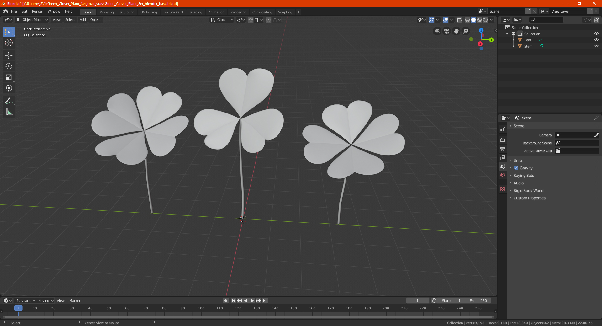 Green Clover Plant Set 3D