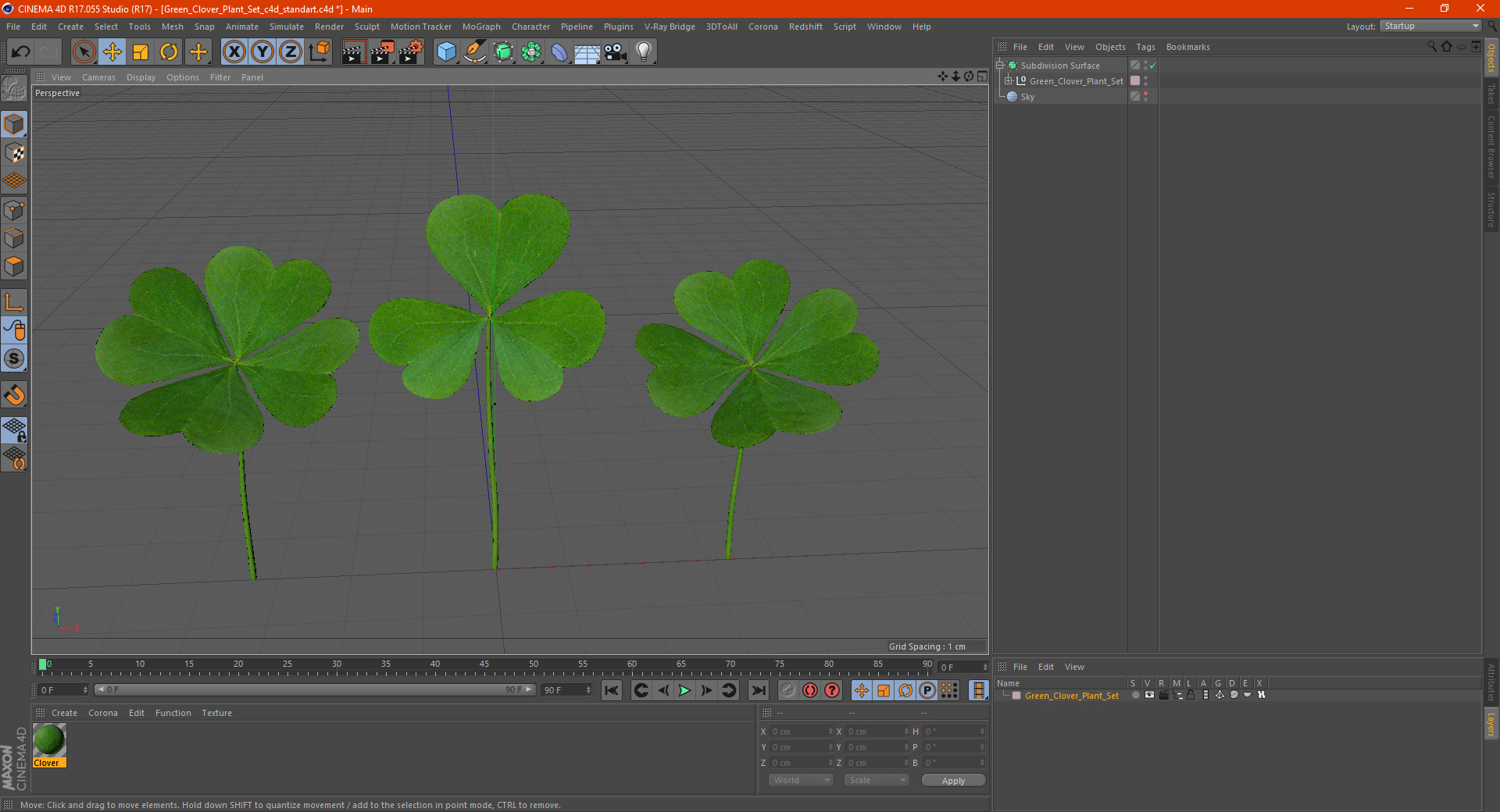 Green Clover Plant Set 3D