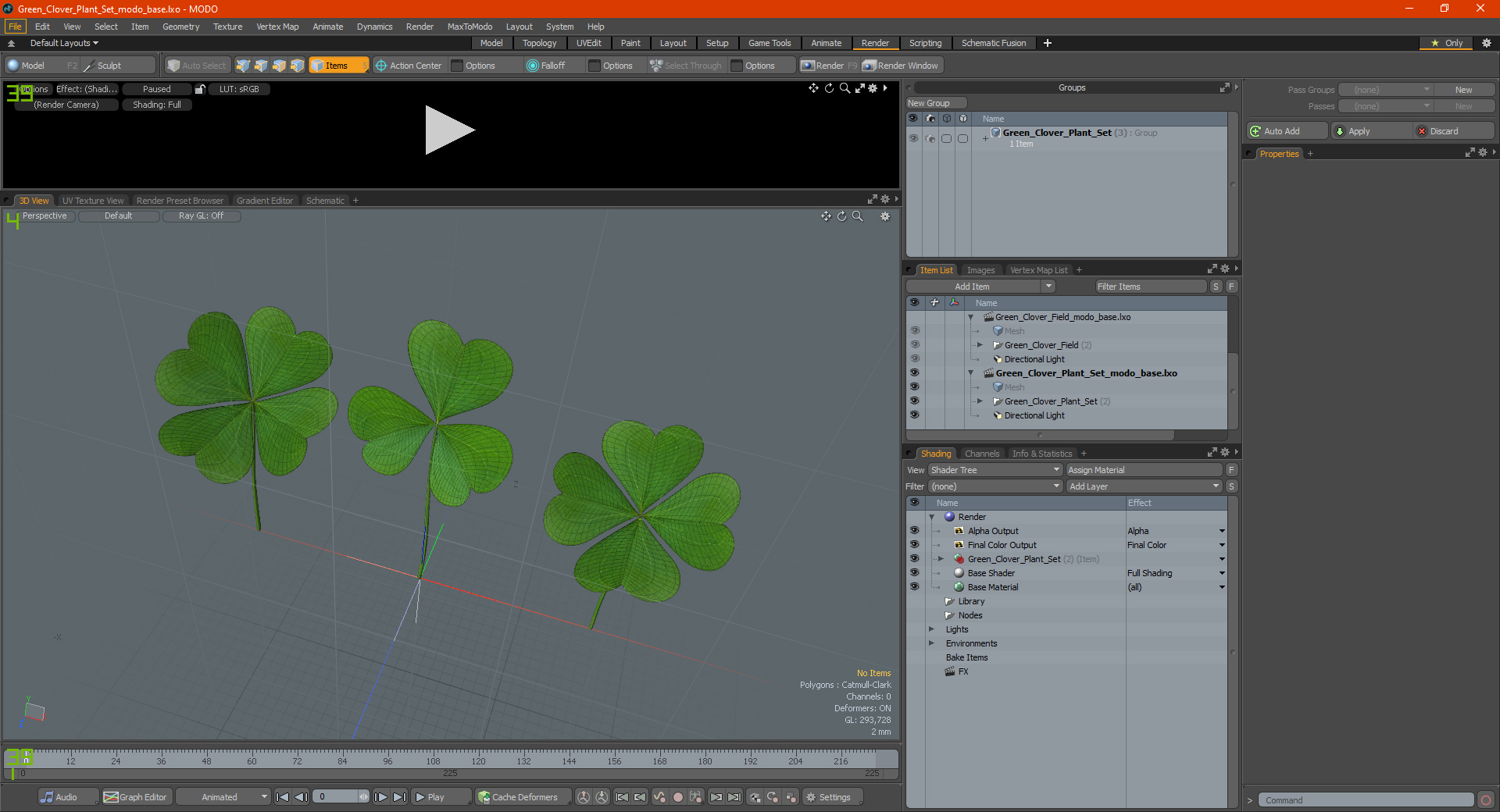 Green Clover Plant Set 3D