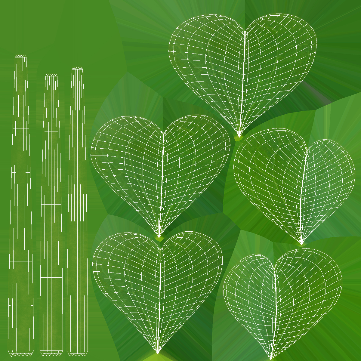 Green Clover Plant Set 3D