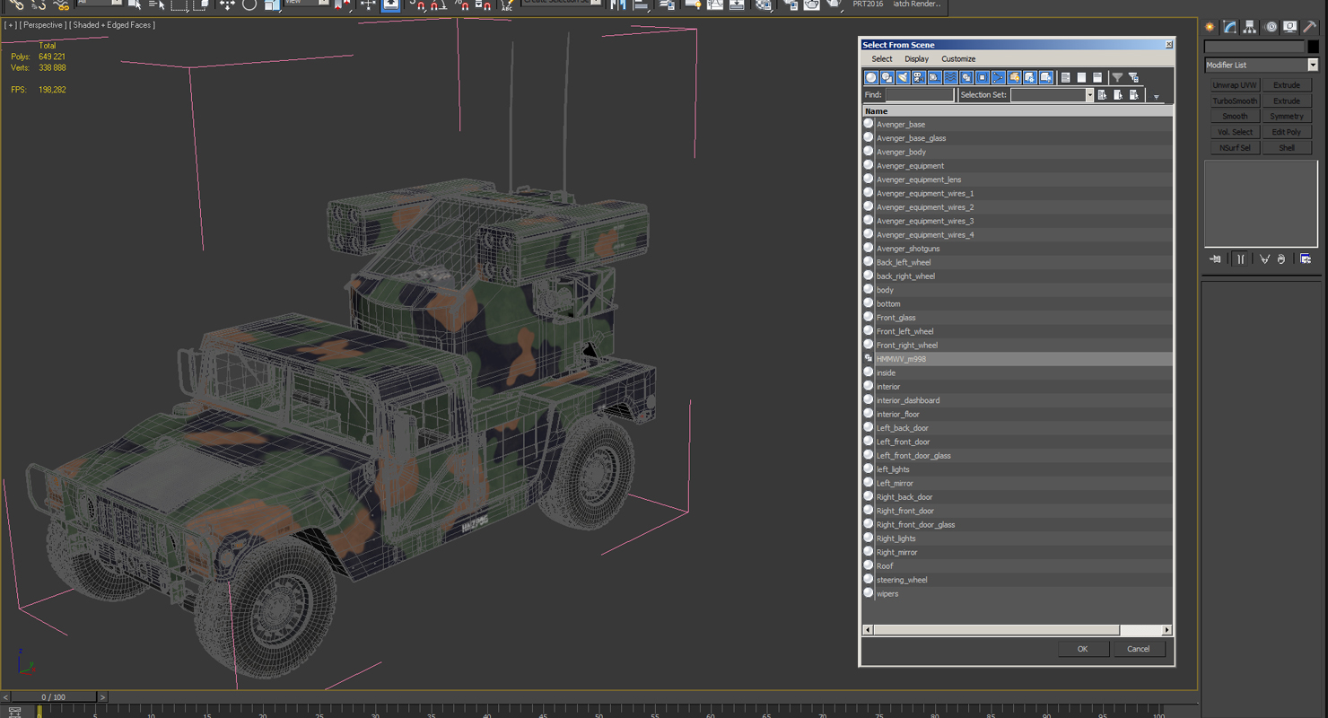 3D HMMWV M998 Equipped with Avenger Simple Interior Camo model