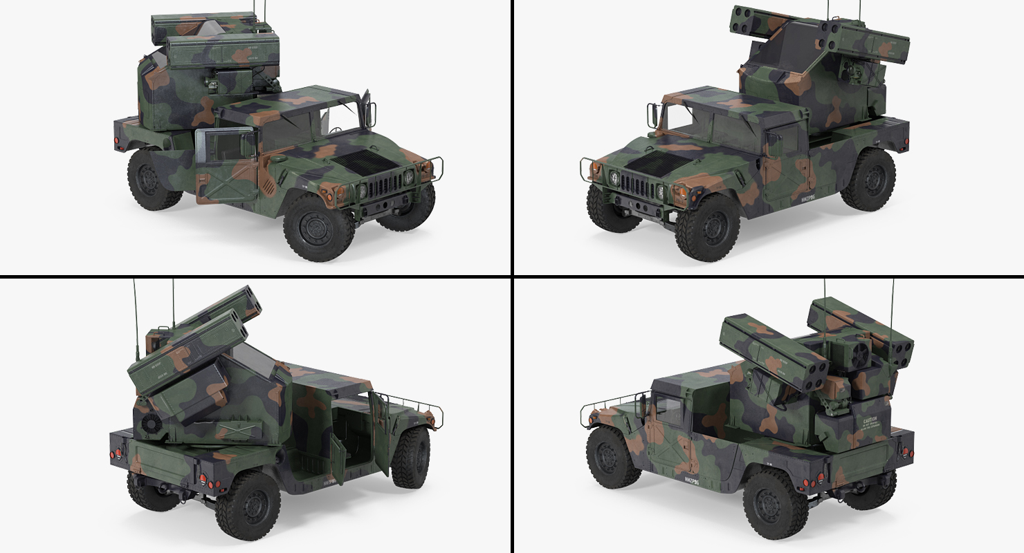 3D HMMWV M998 Equipped with Avenger Simple Interior Camo model