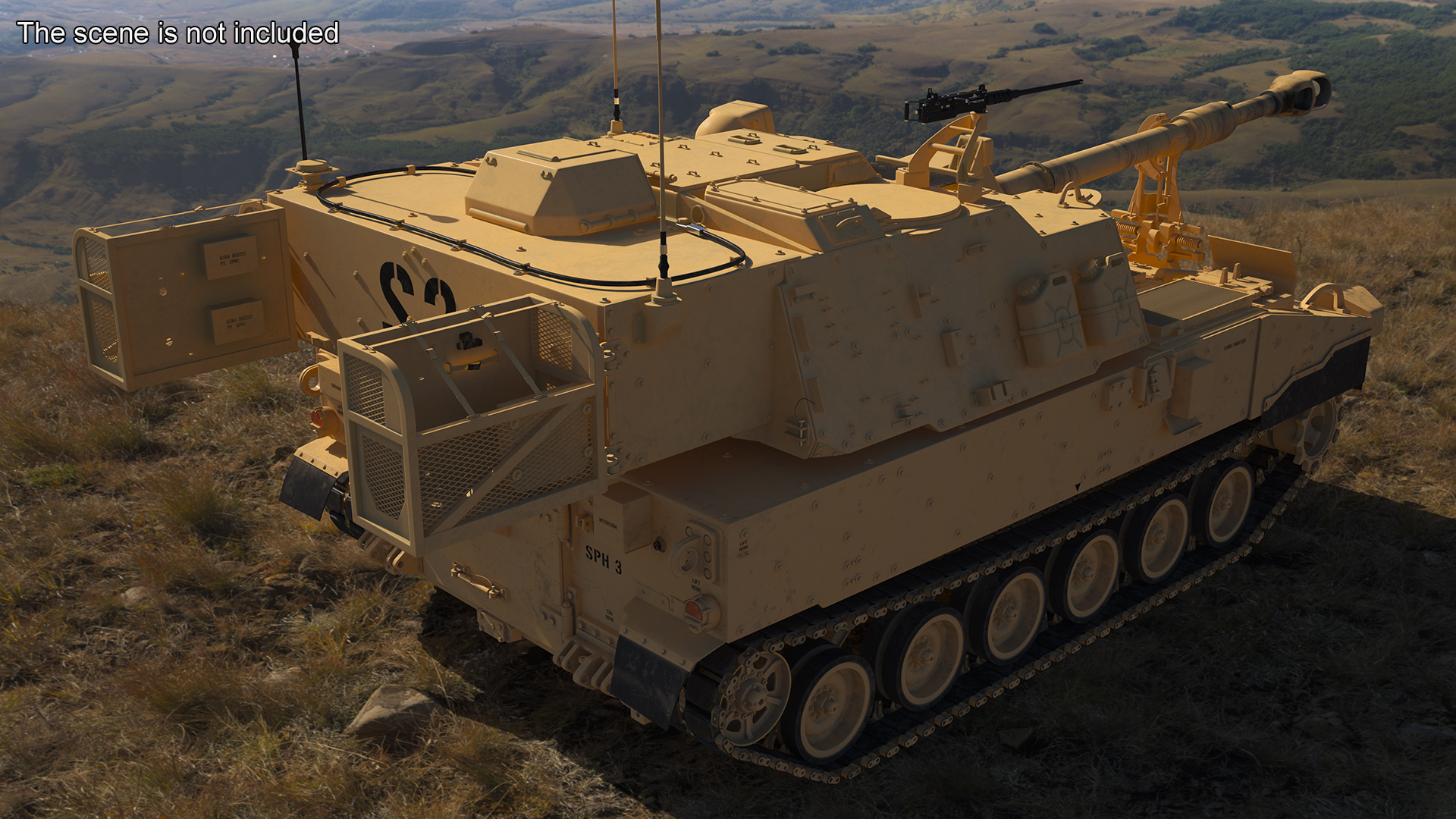 3D M109 Paladin Howitzer Beige Color model