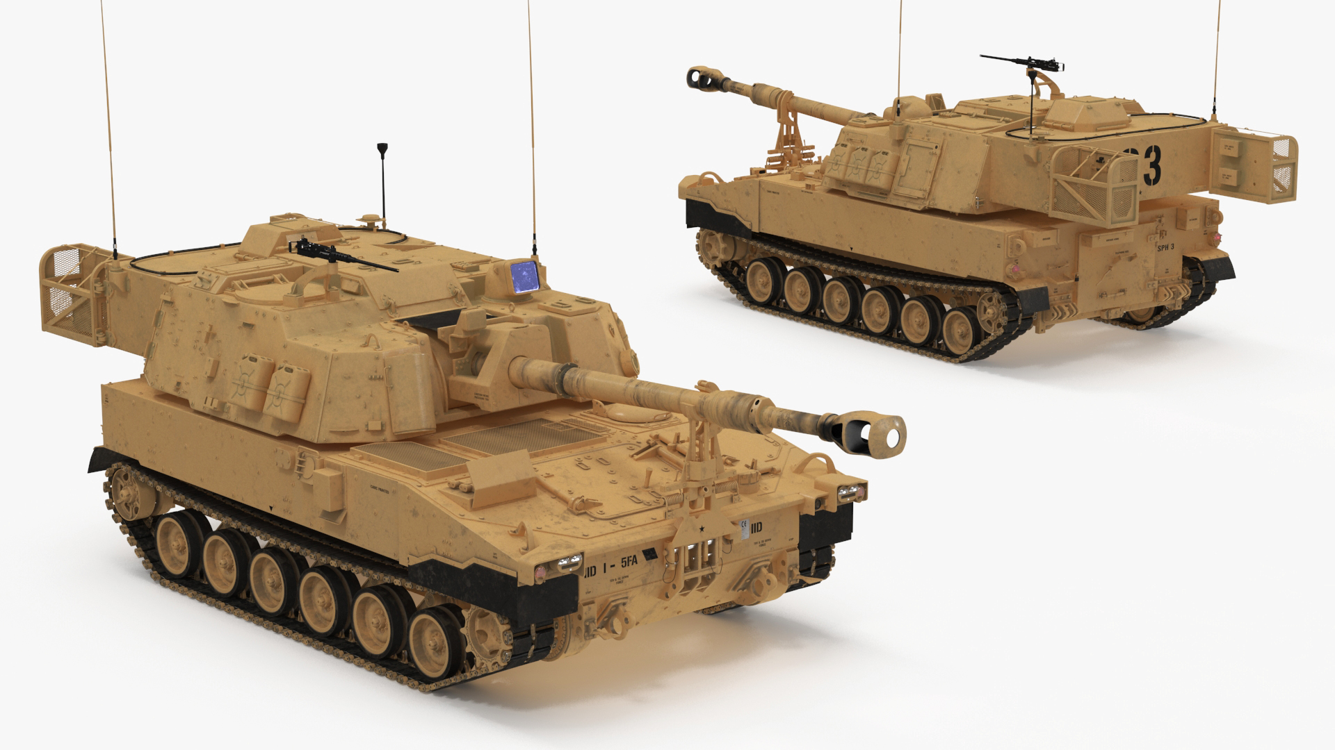 3D M109 Paladin Howitzer Beige Color model