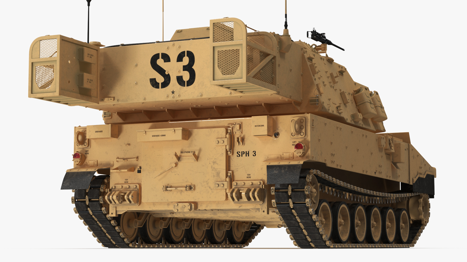 3D M109 Paladin Howitzer Beige Color model