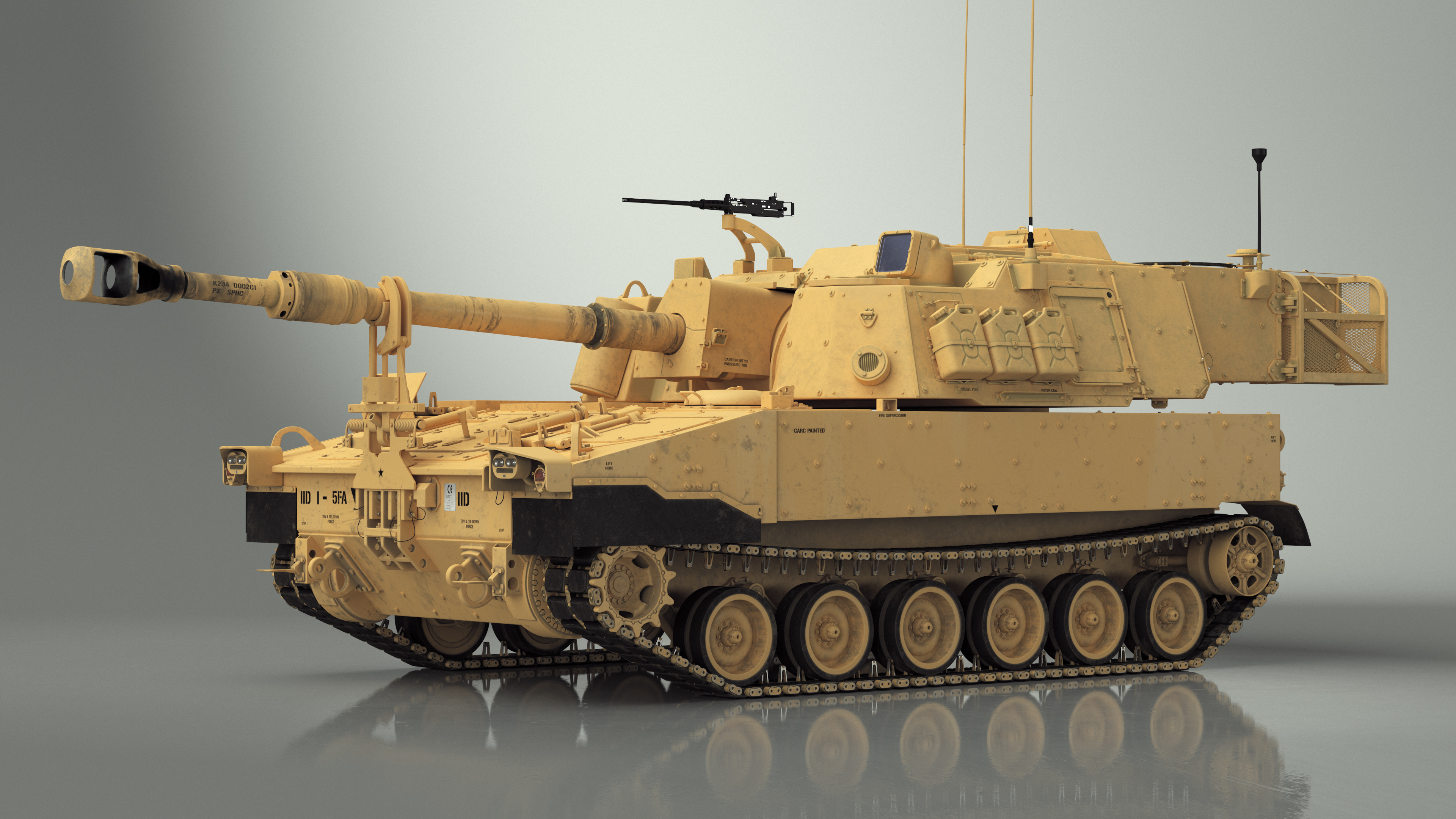 3D M109 Paladin Howitzer Beige Color model