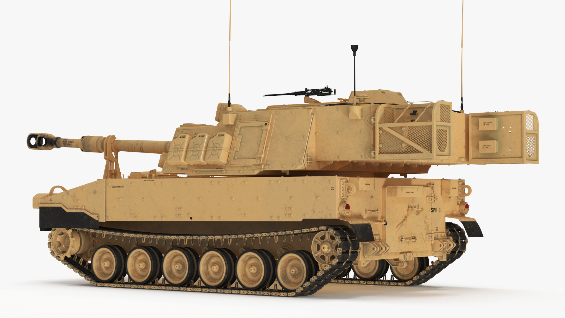 3D M109 Paladin Howitzer Beige Color model